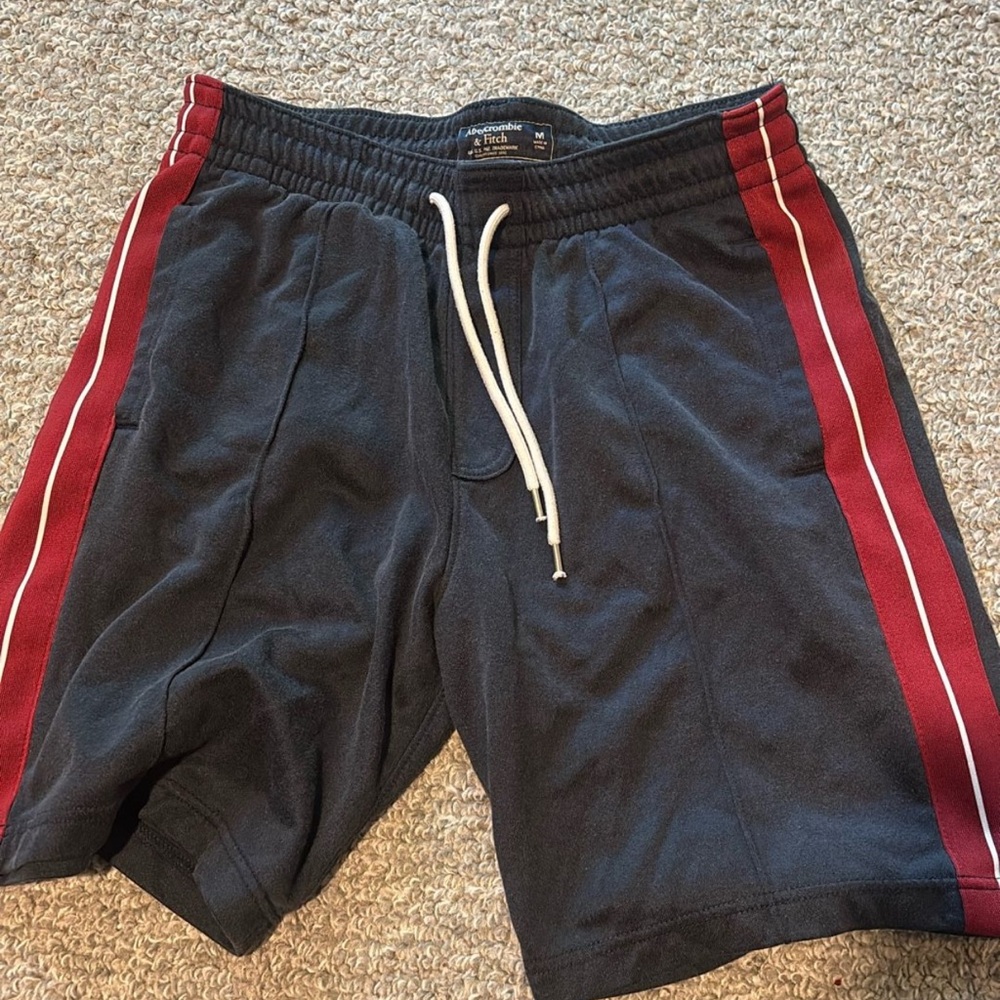 Abercrombie & Fitch Black Shorts with Red Stripes